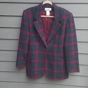 Gorgeous! White Stag Vintage Oversize Plaid Wool Blazer Size 10